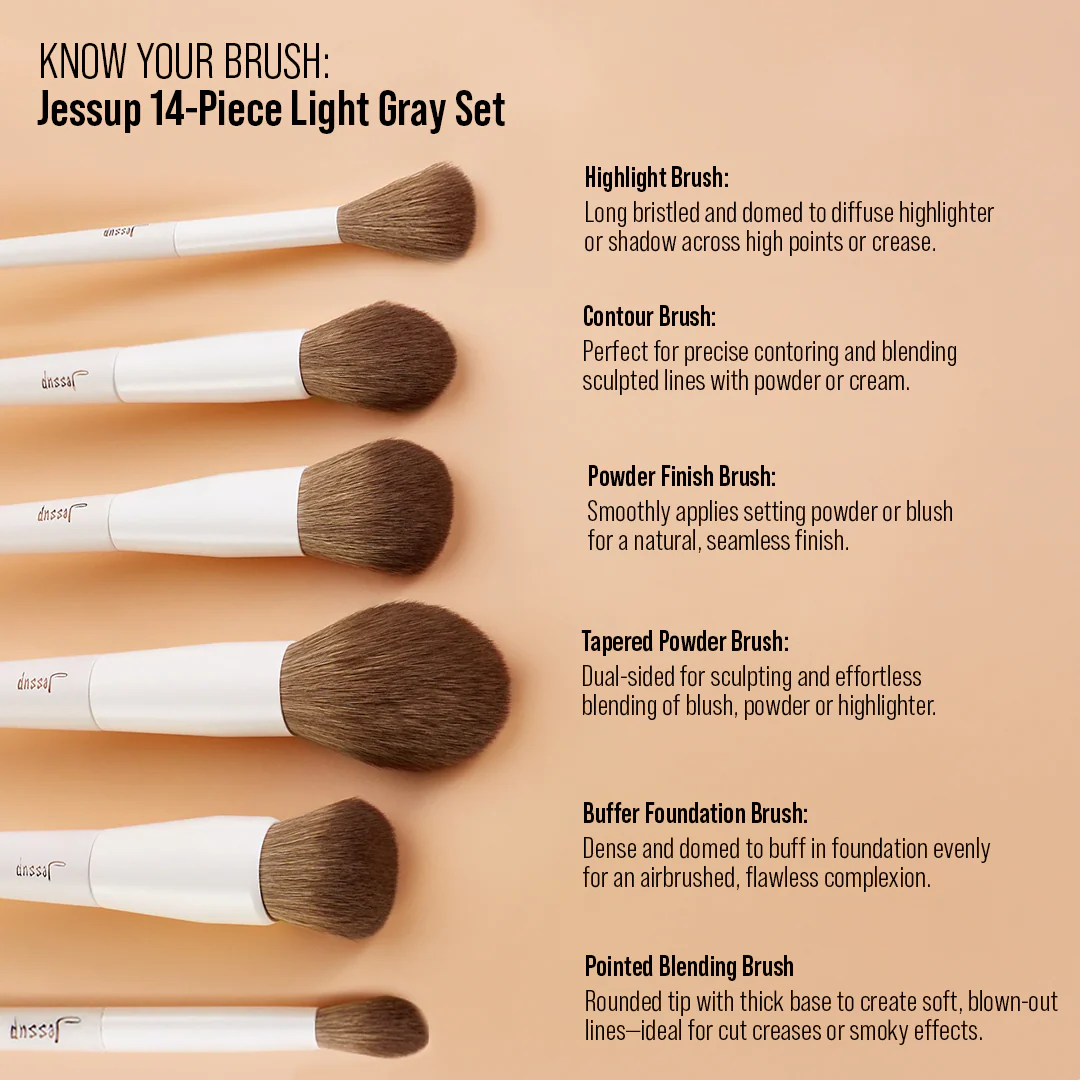 Jessup Beauty 14pcs Light Gray Comprehensive Collection - Image 4