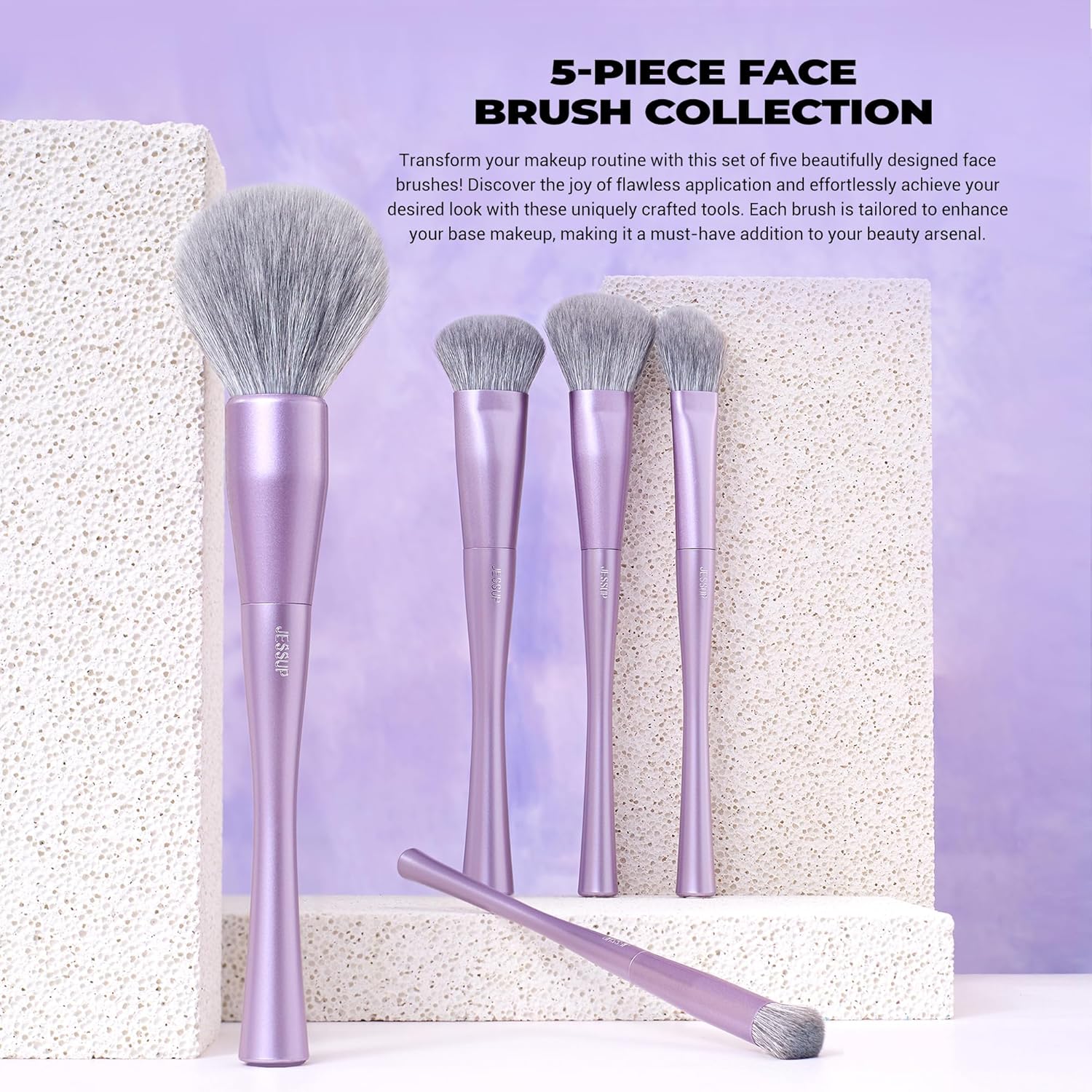 Jessup Makeup Luxury Purple Makeup Brush Set of 14pcs - Image 3