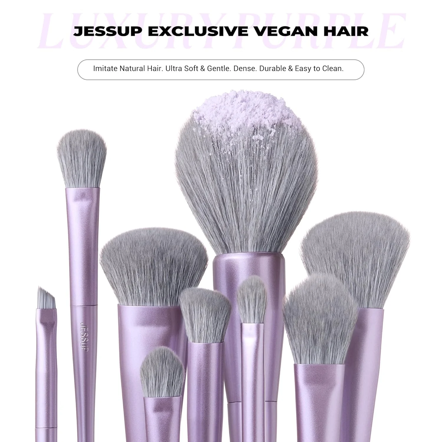 Jessup Makeup Luxury Purple Makeup Brush Set of 14pcs - Image 5