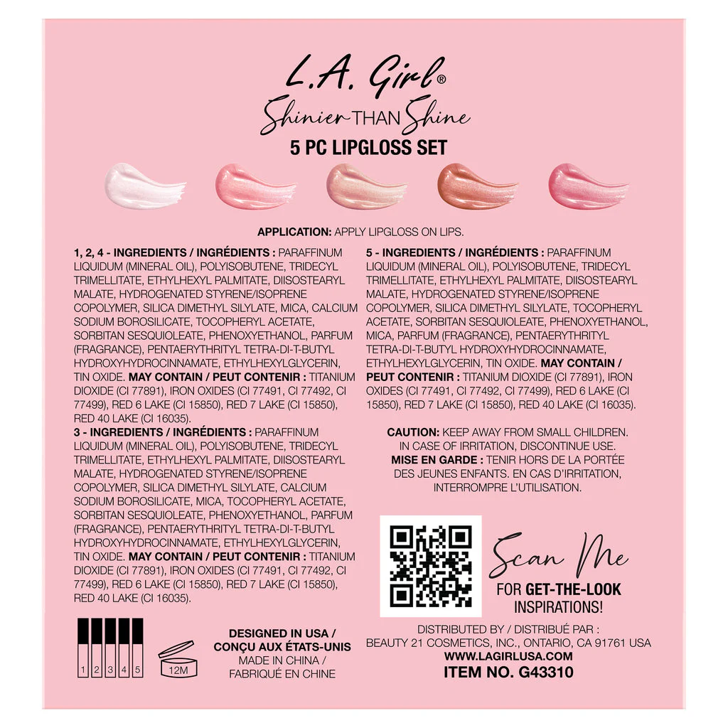 L.A. Girl Shinier Than Shine 5pc Lip gloss Set - Image 5