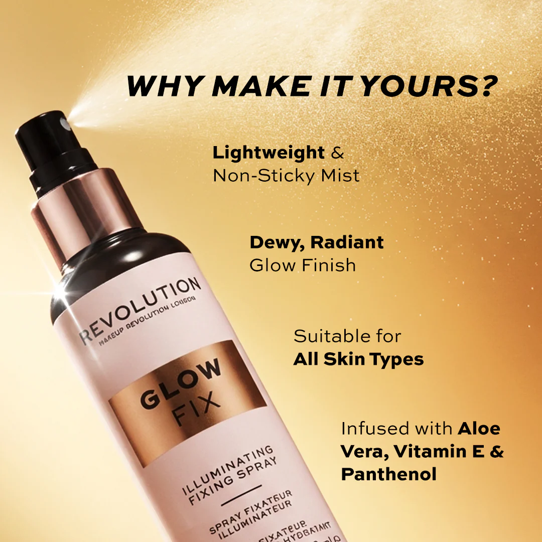 Makeup Revolution Glow fix Illuminating Fixing Spray - Image 3